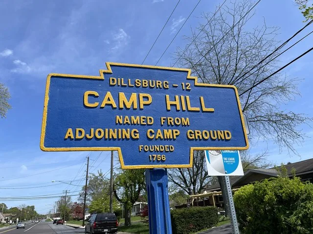 Keystone Marker for Camp Hill, Pennsylvania, located on eastbound Pennsylvania Route 641 (Trindle Road)