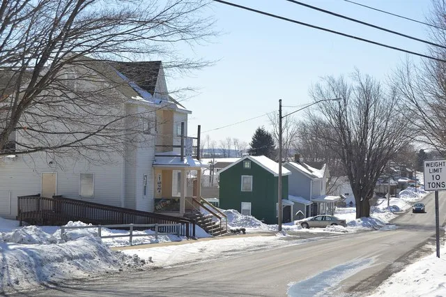 Looking southwest on Columbia Street in Chest Springs , Pennsylvania , United States , from near the Pennsylvania Route 36 intersection.