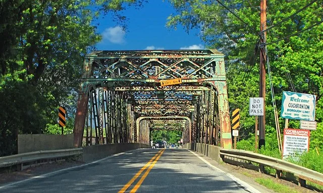 PA Route 173 (Adams Street) truss bridge over French Creek, borough of Cochranton, Crawford County.
