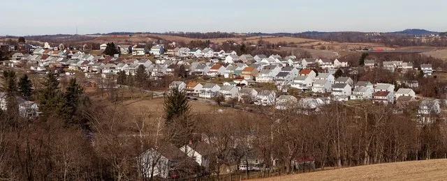 Cokeburg, Pennsylvania seen from a hill to the south along Fava Farm Rd