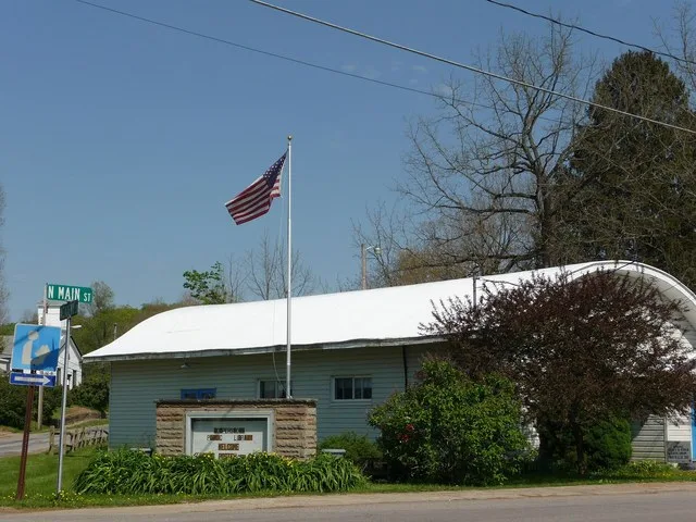 Exterior photograph of the Cooperstown Public Library in the Borough of Cooperstown, Venango County, Pennsylvania.