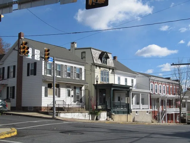 Photo of downtown Denver , Pennsylvania . Photo taken at the intersection of Main Street and 4th Street looking east.