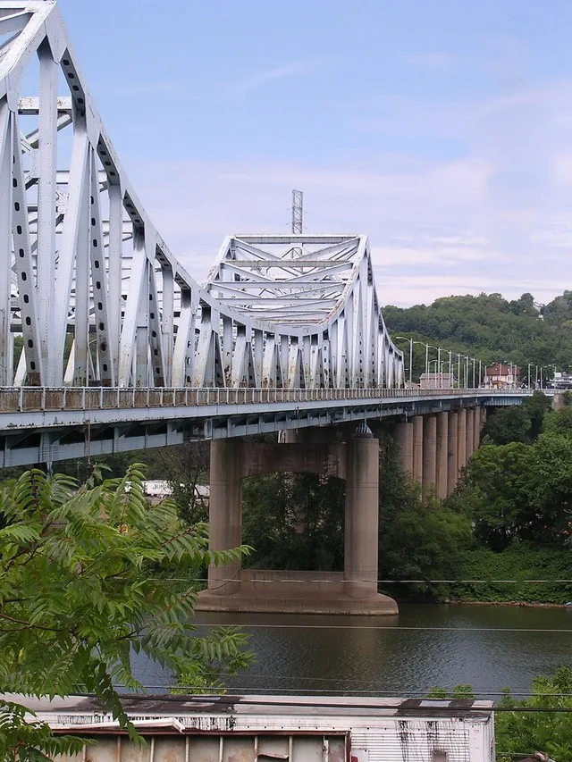 The William D. Mansfield Memorial Bridge spans the Monongahela River between McKeesport and Dravosburg, PA. This photo was taken from the McKeesport bank of the river.