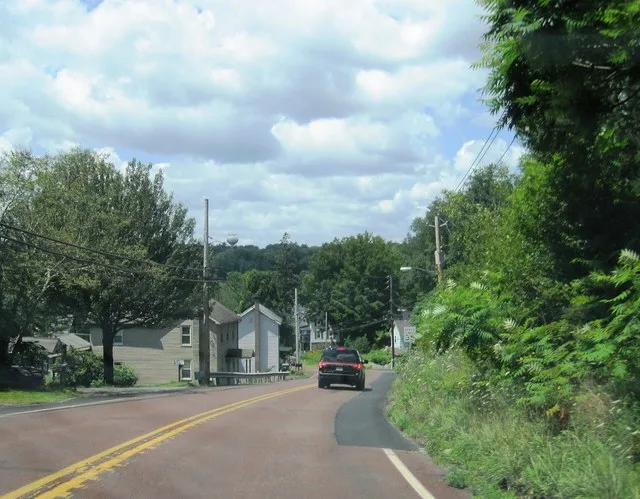 Photo of westbound Pennsylvania Route 940 in East Side , Pennsylvania . Photo taken looking west before Centre Street.
