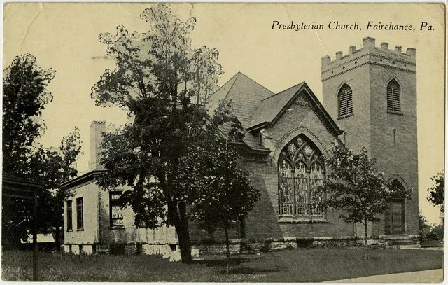 Presbyterian church in Fairchance, Pennsylvania from a pre-1923 postcard From RG 428, Postcard Collection, Presbyterian Historical Society , Philadelphia, Pennsylvania.