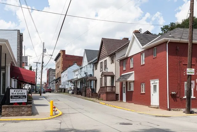 Looking north at the 300 block of Main Street, Fayette City, Pennsylvania .