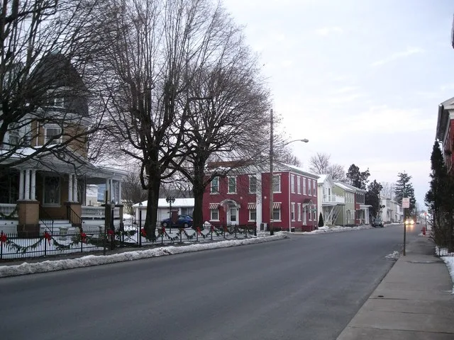 View east on Pennsylvania Route 35 (Market Street) in the borough of Freeburg, Pennsylvania in Snyder County, Pennsylvania, USA.
