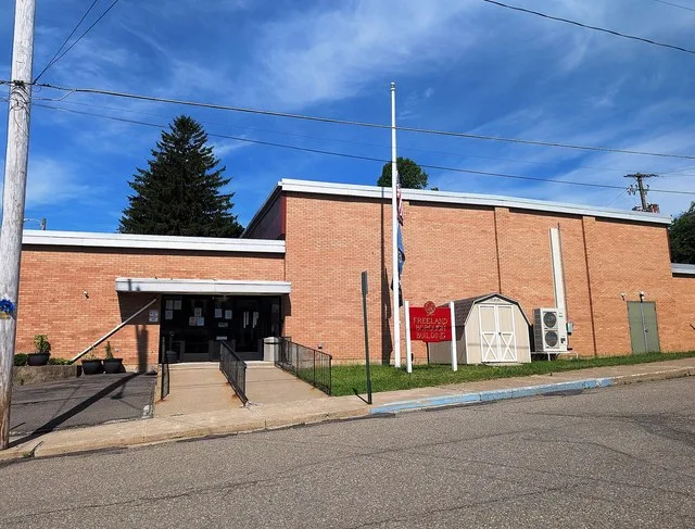 Photo of the Freeland , Pennsylvania Borough Building, formerly the Freeland Event Center. Photo taken from Fern Street looking west-northwest.