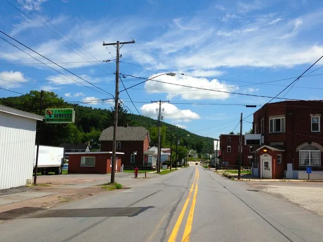 Garrett, Pennsylvania, looking east, on PA 653 (Jackson St).