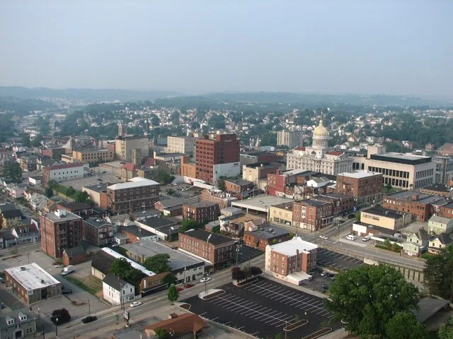 Downtown Greensburg, Pennsylvania as seen from the air