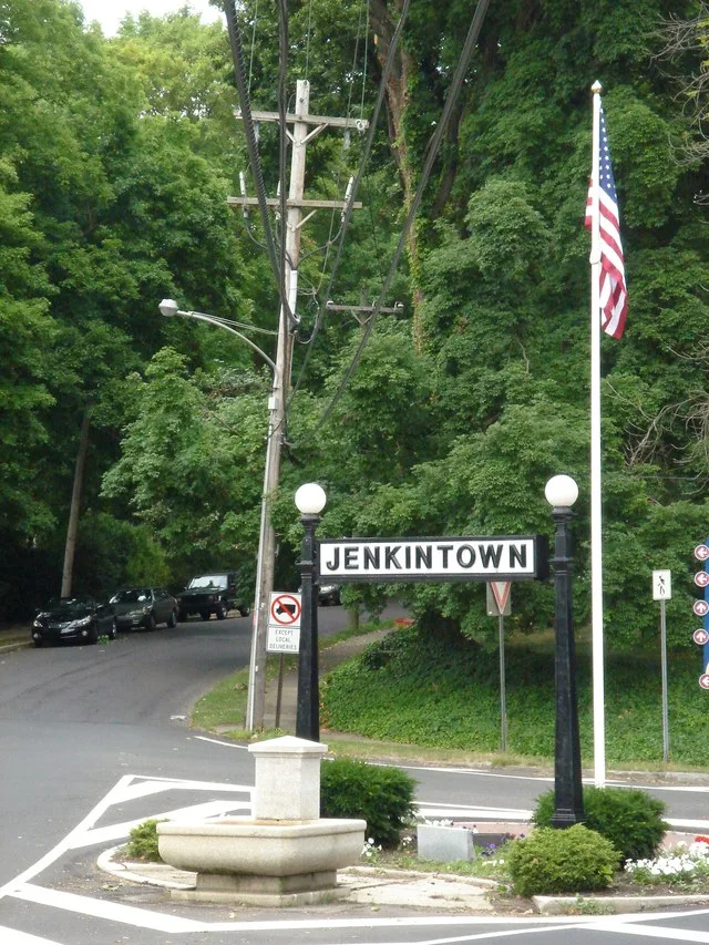 Town sign in Jenkintown, PA, USA