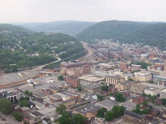View from from atop the Johnstown Inclined Plane platform.
