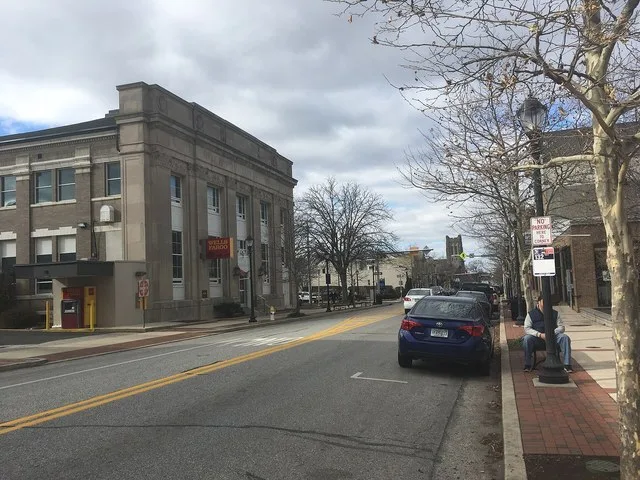 Westbound Pennsylvania Route 63 (Main Street) at the intersection with Green Street in Lansdale, Pennsylvania
