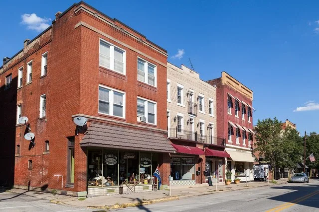 North side of 100 block of Market Street, looking east, Leechburg, Pennsylvania