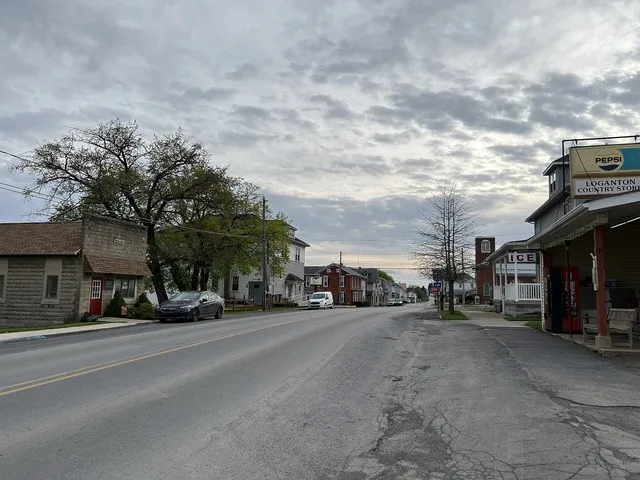 A picture of the sunset pointing west on East Main Street in Loganton.