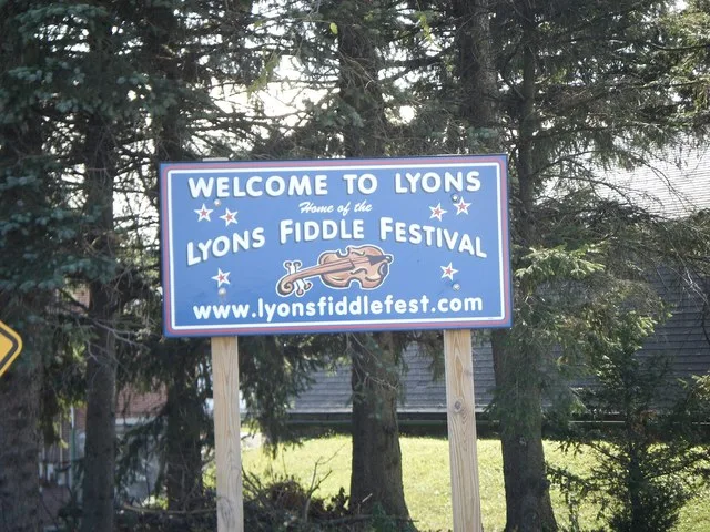 The welcome sign to Lyons, Pennsylvania on North Main Street.