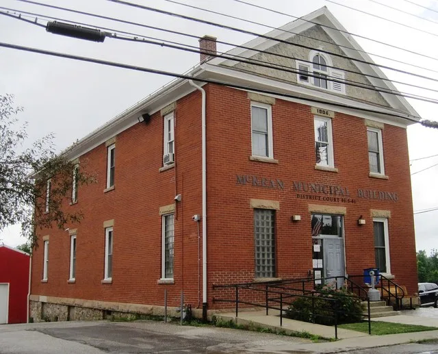 Photo of the McKean , Pennsylvania borough hall. Photo taken from Pennsylvania Route 99 (Edinboro Road) looking northwest.