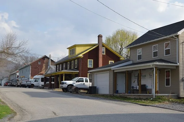 Buildings on the western side of Main Street, just south of the Mill Street intersection, in Mill Creek , Pennsylvania , United States .