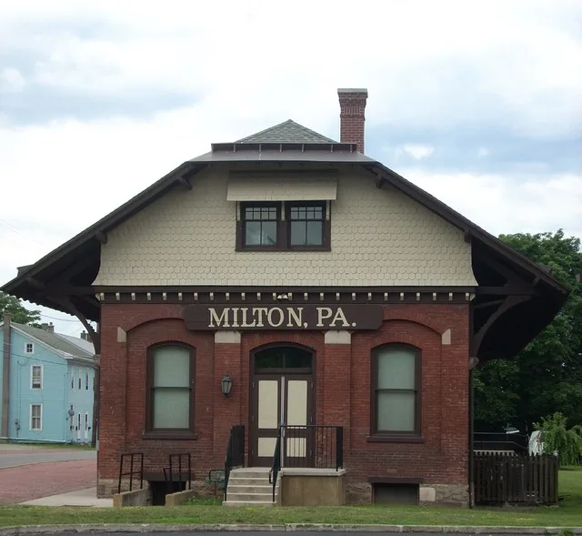 A old railroad depot in Milton, Pennsylvania.