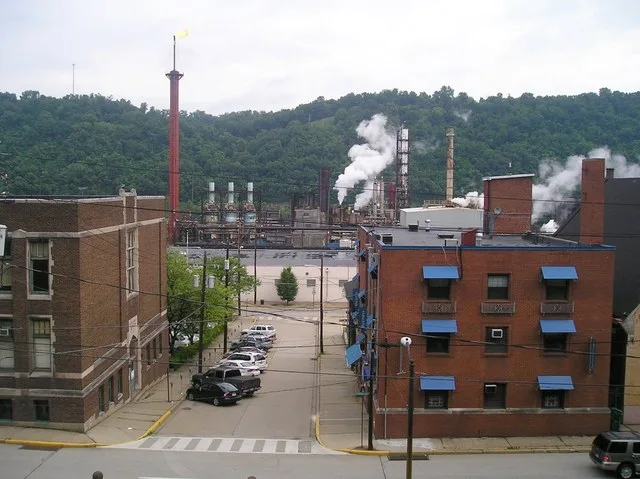View of downtown Monessen, Pennsylvania, towards the coke plant. Taken near St. Leonard's church.