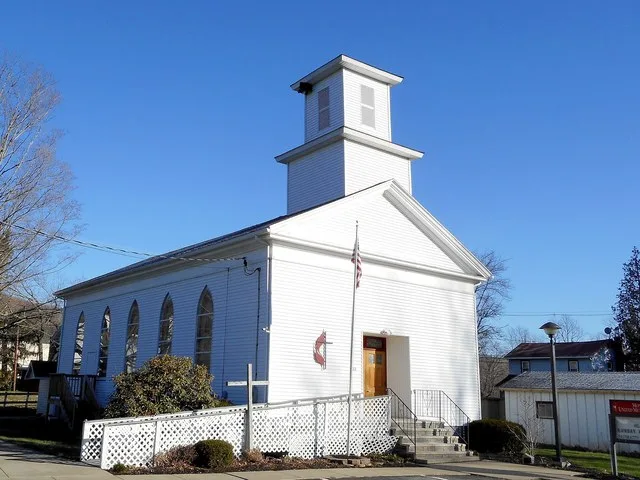 United Methodist Church in Monroe, Bradford County, Pennsylvania. The local write Monroeton instead of Monroe on signs and this churches official name includes Monroeton