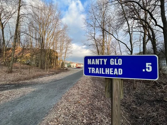 Half a mile left to Nanty Glo trailhead