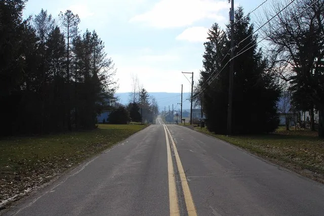 Old Tioga Turnpike looking south in New Columbus, Pennsylvania