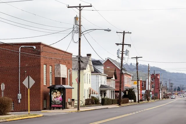 New Eagle, Pennsylvania Main St ( PA 88 ), near intersection with Maple St, looking east.