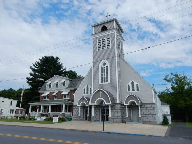 Holy Cross Roman Catholic Church, New Philadelphia, Schuylkill County, Pennsylvania. Valley St. (U.S. Route 209).