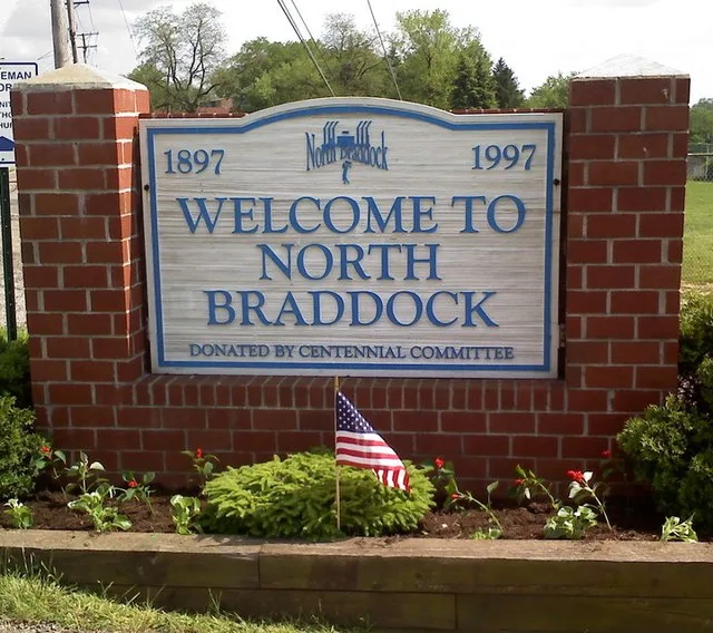 North Braddock Borough Welcome Sign in Pennsylvania USA