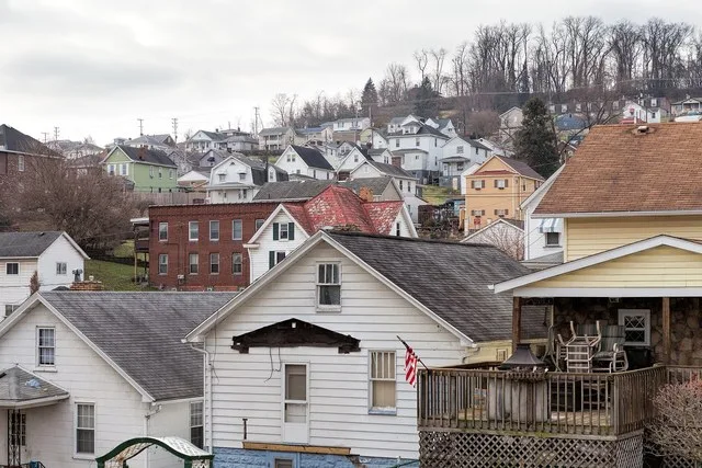 North Charleroi, Pennsylvania , on the south end of Olive Ave, looking up the hill southwest across much of the town.