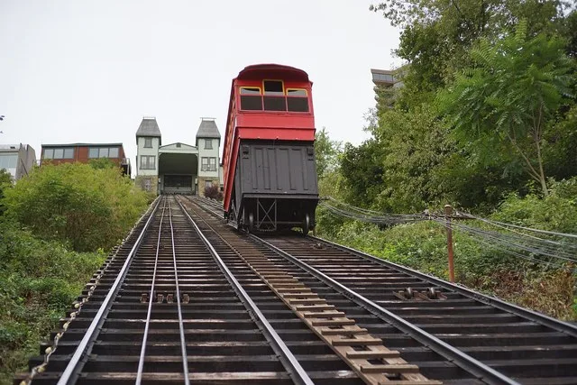 Ascending the Duquesne Incline on Mount Washington .