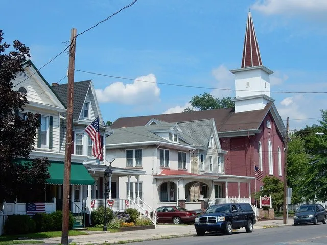 Pike St., Port Carbon, Schuylkill County, Pennsylvania. Looking east from Pike and Market Sts, intersection.