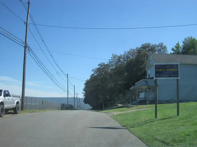 Photo of southbound Courtright Street entering Pringle , Pennsylvania from Courtdale . Photo taken looking southeast past North Street.