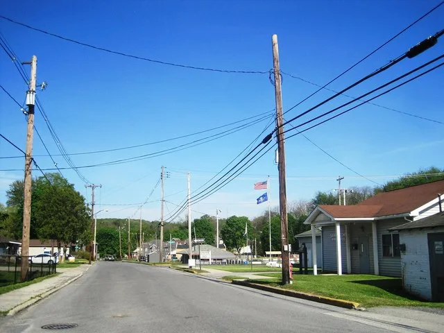 Photo of eastbound Pennsylvania Avenue in Sankertown , Pennsylvania . Photo taken looking east between High Street and Arch Street.