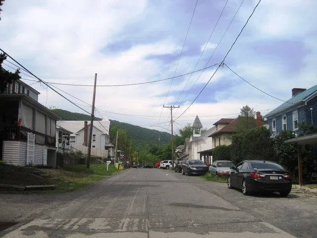 Photo of northbound Main Street in Shade Gap , Pennsylvania . Photo taken looking north between the southerly Dublin Township line and Town Hill Street.