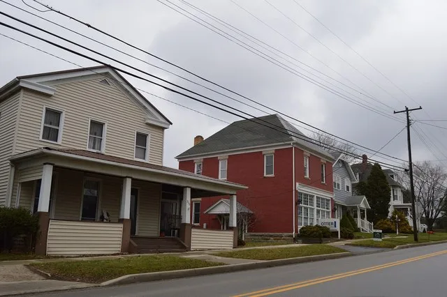 Buildings on the northern side of E. Main Street ( U.S. Route 322 / Pennsylvania Route 208 ) east of the Railroad Street intersection in Shippenville , Pennsylvania , United State...