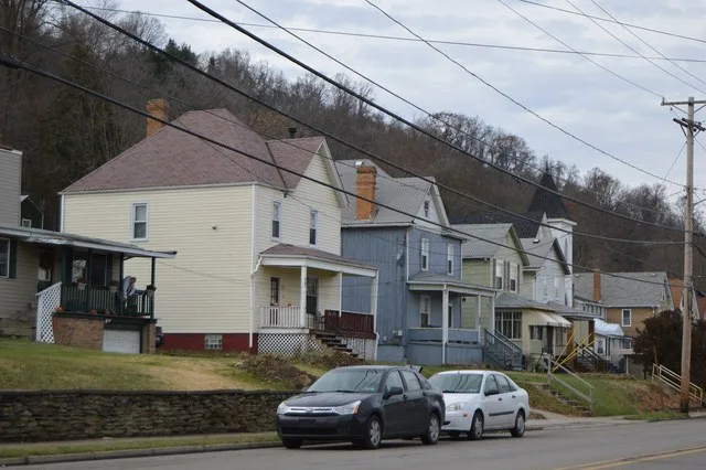 Houses on the western side of Jordan Street ( Pennsylvania Route 51 ) near the Third Street intersection in South Heights , Pennsylvania , United States .