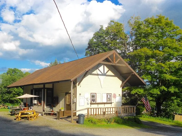 Old railway station turned into an ice cream store in Thompson, Susquehanna County, Pennsylvania