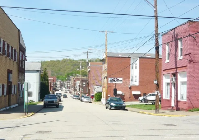 Business district of Trafford, Pennsylvania. Looking northward on Cavitt Avenue from Third Street.