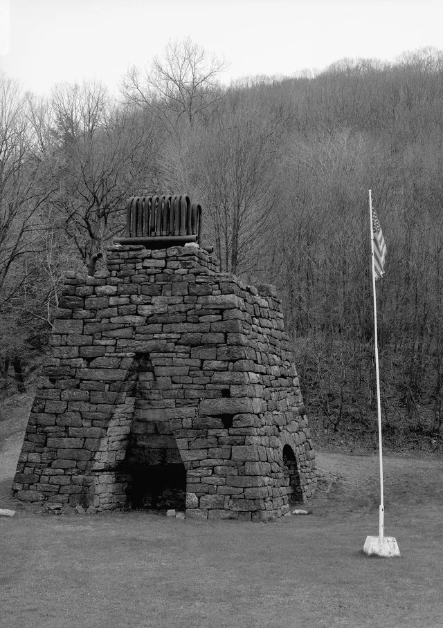 Front of the Eliza Furnace , located off Lower Main Street in Vintondale , Pennsylvania , United States . Built in 1846, it is listed on the National Register of Historic Places .