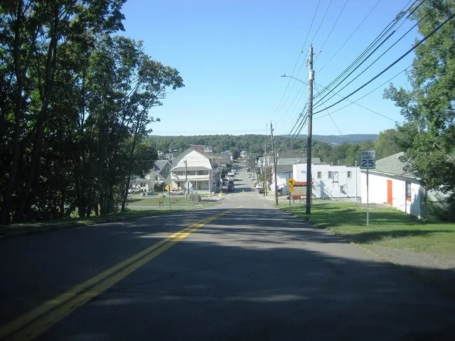 Photo of northbound Front Street in Warrior Run , Pennsylvania . Photo taken looking north between Chestnut Street and Hanover Street.