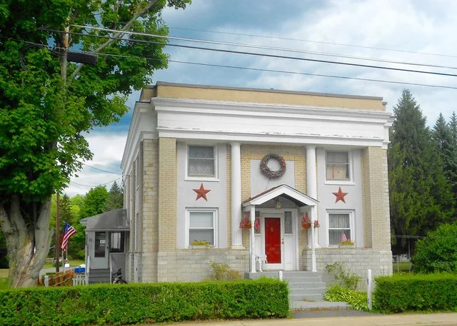 House, likely a former bank or government office, in Waymart, Pennsylvania