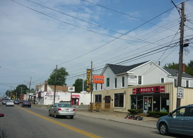 Looking eastward on Buffalo Road (US Route 20), Wesleyville, Erie County, Pennsylvania.