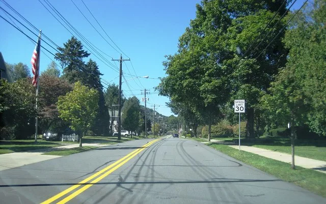 Photo of northbound 8th Street in West Wyoming , Pennsylvania . Photo taken looking northwest between Maple Avenue and Gregory Street.