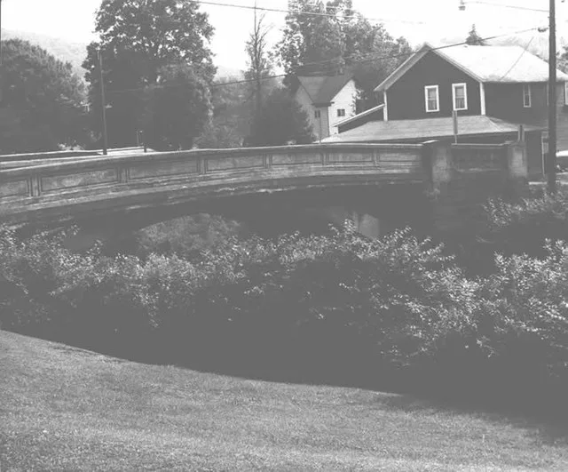 Side of the Bridge in Westover Borough , which carries Legislative Route 17003/Township Route 185 over Chest Creek in Westover , Pennsylvania , United States . Built in 1917, this...