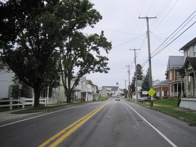 Photo of northbound Pennsylvania Route 36 (Main Street) in Woodbury , Pennsylvania . Photo taken looking north-northeast between Mill Street and Grandview Street.