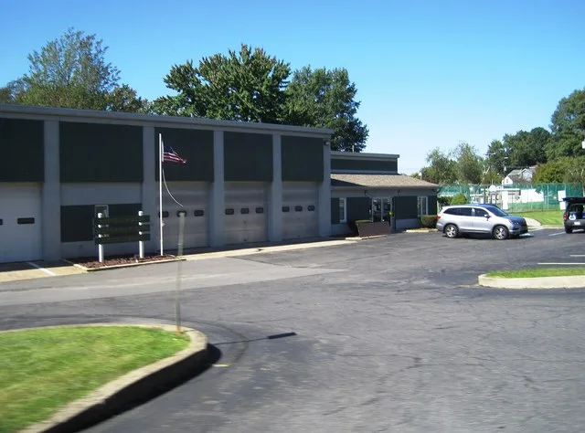 Photo of the front of the Yatesville , Pennsylvania municipal building. Photo taken from Pittston Avenue looking north-northwest.