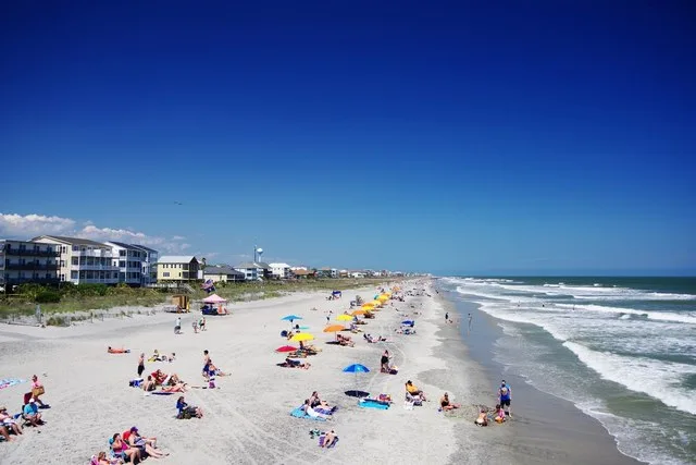 Folly Beach, South Carolina, United States, looking northeast from the pier.