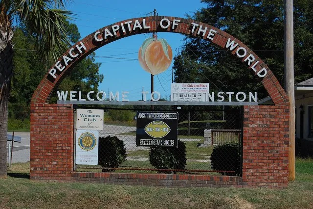 Welcome sign entering Johnston, South Carolina
